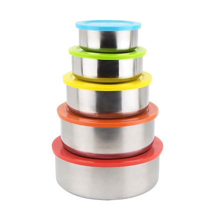 5PC Stainless Steel Food Containers with Silicone Lids,Kitchen Food Storage Containers,Nesting Lunch Box Set,for Meal Prep,Office,Travel,Microwave Safe,Rustproof Multicolor.