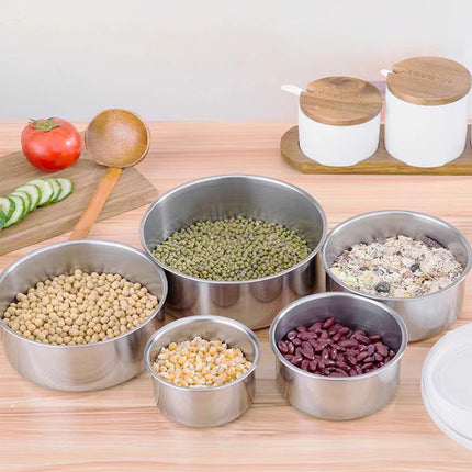 5PC Stainless Steel Food Containers with Silicone Lids,Kitchen Food Storage Containers,Nesting Lunch Box Set,for Meal Prep,Office,Travel,Microwave Safe,Rustproof Multicolor.