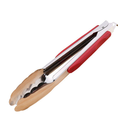 12-Inch Stainless Steel Kitchen Tongs with Locking Ring - Heavy Duty BBQ Grill Tongs for Cooking, Flipping Burgers, Serving Salad - Non-Slip Rubber Handle, Dishwasher Safe 14*1.57.