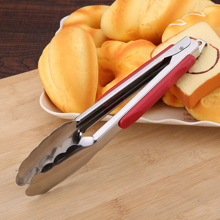 12-Inch Stainless Steel Kitchen Tongs with Locking Ring - Heavy Duty BBQ Grill Tongs for Cooking, Flipping Burgers, Serving Salad - Non-Slip Rubber Handle, Dishwasher Safe 14*1.57.