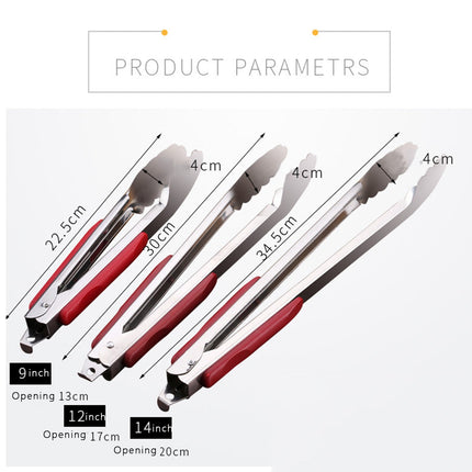12-Inch Stainless Steel Kitchen Tongs with Locking Ring - Heavy Duty BBQ Grill Tongs for Cooking, Flipping Burgers, Serving Salad - Non-Slip Rubber Handle, Dishwasher Safe 14*1.57.
