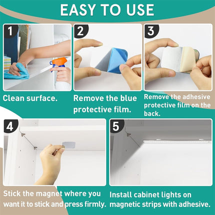 Under Cabinet Lights Magnetic Stickys,Tutuviw 12 Pcs Replacement Magnetic Strips with Adhesive Backing for Cabinet Lighting,Iron Sheet Sticky Adhesive Metal Plates for Magnetic Mounts.