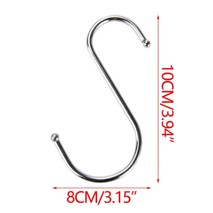 Stainless Steel S Hooks,Heavy Duty Hanging Hooks for Kitchen, Closet & Garage - Multi-Purpose Utility Hooks for Pots, Pans, Clothes, Towels & Organizers,Rust-Resistant,Space Saving Hangers Silver.