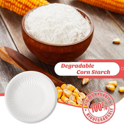 Dessert Paper Plates,Tutuviw 50 Count 4 Inch Mini Disposable Starch Plates,Heavy Duty Uncoated Plates,Round Cake Appetizer Dinner Paper Plates for Holiday Wedding Graduation Christmas Party, White.