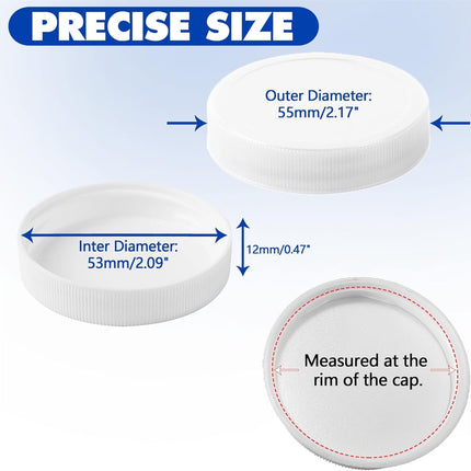 Tutuviw 6 Pack 53mm Reusable Water Jug Caps,Threaded/Screw-On Caps,Non-Spilling Lids for 3 and 5 Gallon Water Jug,Water Bottle Cover Screw Top,Plastic Water Bottles Replacement Lids,White.