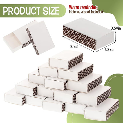 Blank Matches Containers,Tutuviw 50 Pcs Blank Match Storage Boxes Bulk,Fireplace Matches Holder Decorative with Double-Sided Striker for Guests Birthday Bridal Shower Party Favor(White,2.2x1.4x0.6in).