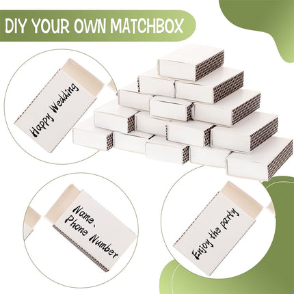 Blank Matches Containers,Tutuviw 50 Pcs Blank Match Storage Boxes Bulk,Fireplace Matches Holder Decorative with Double-Sided Striker for Guests Birthday Bridal Shower Party Favor(White,2.2x1.4x0.6in).