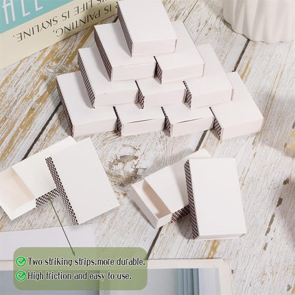 Blank Matches Containers,Tutuviw 50 Pcs Blank Match Storage Boxes Bulk,Fireplace Matches Holder Decorative with Double-Sided Striker for Guests Birthday Bridal Shower Party Favor(White,2.2x1.4x0.6in).