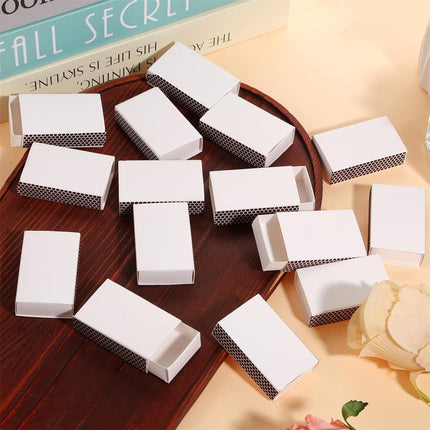 Blank Matches Containers,Tutuviw 50 Pcs Blank Match Storage Boxes Bulk,Fireplace Matches Holder Decorative with Double-Sided Striker for Guests Birthday Bridal Shower Party Favor(White,2.2x1.4x0.6in).