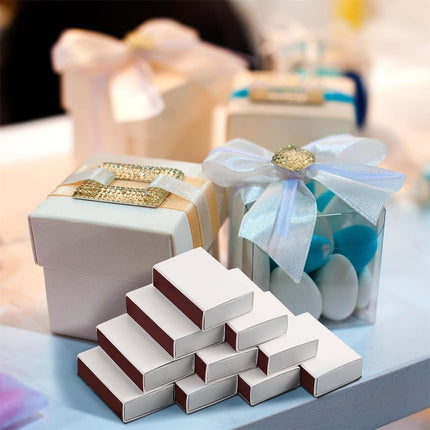 Blank Matches Containers,Tutuviw 50 Pcs Blank Match Storage Boxes Bulk,Fireplace Matches Holder Decorative with Double-Sided Striker for Guests Birthday Bridal Shower Party Favor(White,2.2x1.4x0.6in).