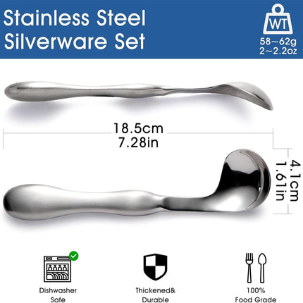 Adaptive Utensils for Elderly Tutuviw 2Pcs Curved Angled Spoon Weighted Utensils Weighted Angled Silverware Cutlery Utensil for Hand Tremors Parkinson's or Elderly Easy Grip Handles.