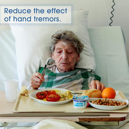 Adaptive Utensils for Elderly Tutuviw 2Pcs Curved Angled Spoon Weighted Utensils Weighted Angled Silverware Cutlery Utensil for Hand Tremors Parkinson's or Elderly Easy Grip Handles.