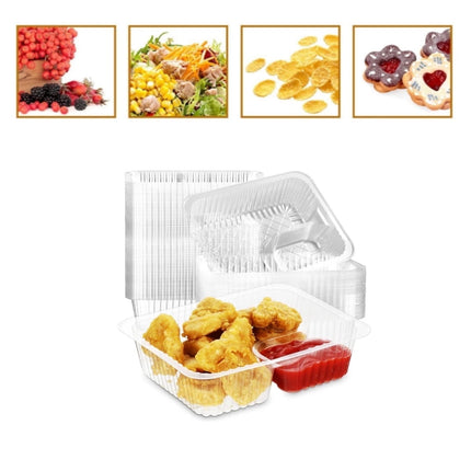 Nacho Trays for Party,6.3x5.1x1.6InPlastic Nacho Holders,2 Compartments Clear Anti-Spill Food Containers with Chip and Dip Holder,50Pcs.