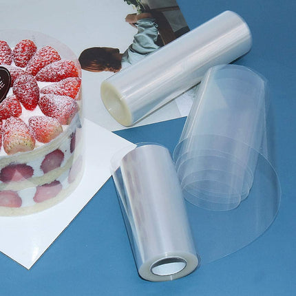 8 Inch Cake Collars, Clear Transparent Cake Acetate Sheet Roll, Cake Plastic Wrap, Cake Acetate Collar for Chocolate Mousse DIY Cake Wraping Decorating Shaker Cards(Length 394inch).