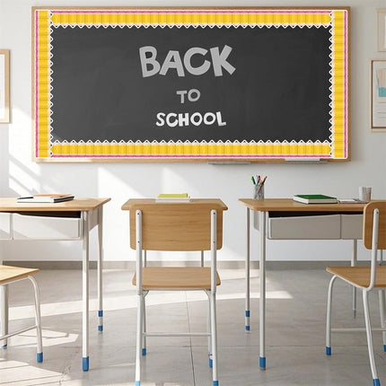 Tutuviw 1 Roll Bulletin Board Borders,59 ft Pencil Paper Die Cut Cutouts Borders Trims,Bulletin Board Decor with Pencil Patterns,Pencil Classroom Bulletin Border Roll for Display Wall Blackboard Decor.