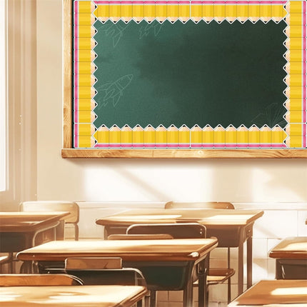 Tutuviw 1 Roll Bulletin Board Borders,59 ft Pencil Paper Die Cut Cutouts Borders Trims,Bulletin Board Decor with Pencil Patterns,Pencil Classroom Bulletin Border Roll for Display Wall Blackboard Decor.