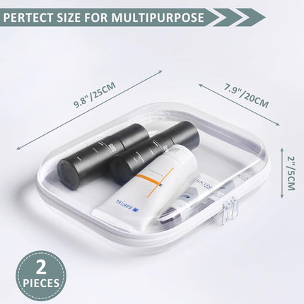Hard Sided Clear Zipper Case for Storage- Professional-Grade Clear Zipper Pencil Case,Toy Storage Bins, Toiletry Pouch, Travel Organizer, Cosmetic Bagï¼\x88White,2 Pack, Mï¼\x89 M.