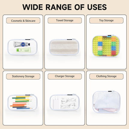 Hard Sided Clear Zipper Case for Storage- Professional-Grade Clear Zipper Pencil Case,Toy Storage Bins, Toiletry Pouch, Travel Organizer, Cosmetic Bagï¼\x88White,2 Pack, Mï¼\x89 M.