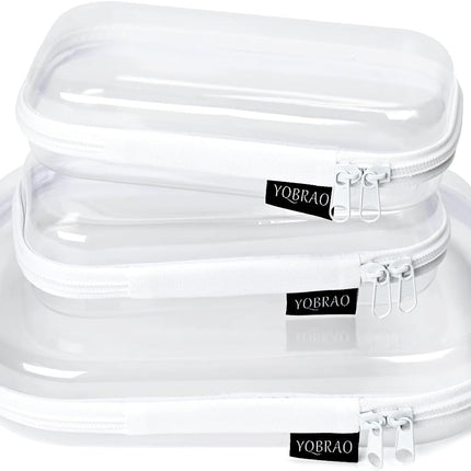 Hard Sided Clear Zipper Case for Storage- Professional-Grade Clear Zipper Pencil Case,Toy Storage Bins, Toiletry Pouch, Travel Organizer, Cosmetic Bagï¼\x88White,2 Pack, Mï¼\x89 M.