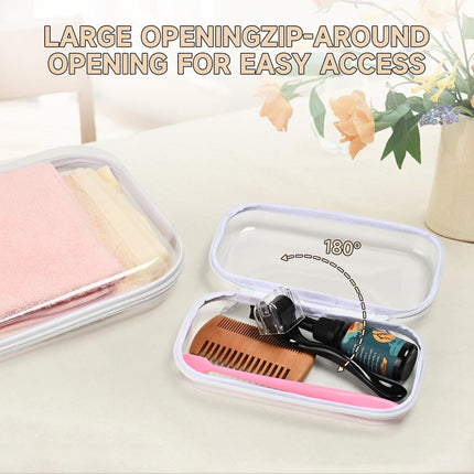 Hard Sided Clear Zipper Case for Storage- Professional-Grade Clear Zipper Pencil Case,Toy Storage Bins, Toiletry Pouch, Travel Organizer, Cosmetic Bagï¼\x88White,2 Pack, Mï¼\x89 M.