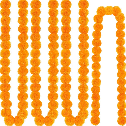 Tutuviw 4Pcs Marigold Garland,5 ft Diwali Wedding Party Mantle Decoration,Faux Artificial Marigold Flowers,Faux Wedding Garlands,Diwali Decoration,Spring Bush Floral,Indian Marigold Flowers(Orange) Orange.