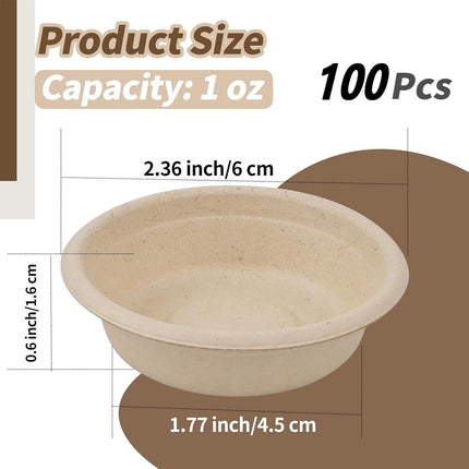 Tutuviw Biodegradable Disposable Paper Pet Bowls Bulk,100Pcs 1OZ Paper Feeding Cups,Sturdy and Leakproof Feeder Dish,Non-Toxic Food and Water Dishes for Lizards/Spiders/Reptiles/Small Dogs/Cats.