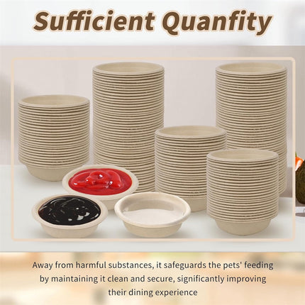 Tutuviw Biodegradable Disposable Paper Pet Bowls Bulk,100Pcs 1OZ Paper Feeding Cups,Sturdy and Leakproof Feeder Dish,Non-Toxic Food and Water Dishes for Lizards/Spiders/Reptiles/Small Dogs/Cats.