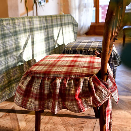 Buffalo Plaid Ruffled Chair Cushion with Ties Country Style Tartan Kitchen Dining Chair Pad Super Soft Seat Cushion with Removable Cotton Cover (Red,17"x18") Red 1 Count (Pack of 1).