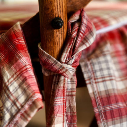 Buffalo Plaid Ruffled Chair Cushion with Ties Country Style Tartan Kitchen Dining Chair Pad Super Soft Seat Cushion with Removable Cotton Cover (Red,17"x18") Red 1 Count (Pack of 1).