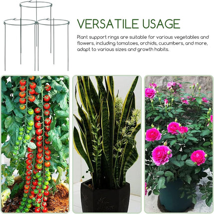 Tutuviw 3 Pcs Garden Plant Support Rings for Potted Plant,9x11in Round Metal Plant Stakes Rings,Garden Plant Support Brace,Peony Cages Support Stakes Ring,Plant Support Stakes for Indoor Outdoor 7".