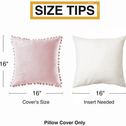 Blush Pink Throw Pillow Covers for Couch Bed Sofa Decorative Pillow Covers 16x16 Set of 2 Soft Velvet Square Cushion Covers with Tassels Cute Girl Princess Aesthetic Home Decor Baby Pink.