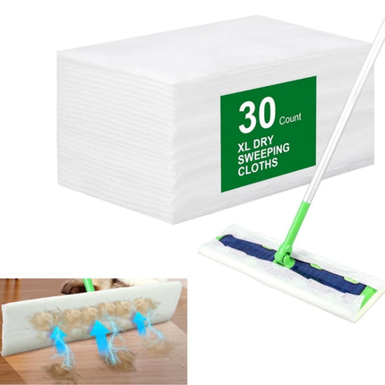 QZS Dry Sweeping Cloths,9.8x17.3In Disposable Dry Mop Refills Floor Cloths for Home,Hardwood Floor Dust and Cleaning,30Pack.