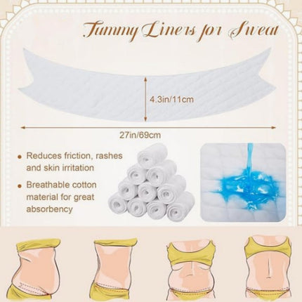 Durable Tummy Liners,Pack of 6 Portable Belly Pads,Durable Under Belly Sweat Liners for Indoor,White Tummy Band for Indoor and Outdoor White.