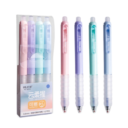 4 PCS Erasable Pens - 0.5mm Press Rub Out Gel Pens with Eraser Clear, Heat Friction Markers, Make Mistakes Disappear, for Drawing Writing Planner and Note Marking(A,Black) Black.