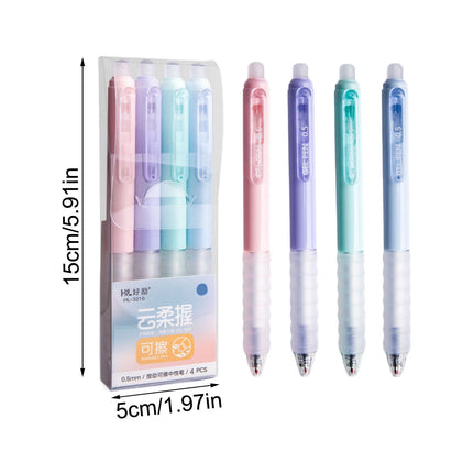 4 PCS Erasable Pens - 0.5mm Press Rub Out Gel Pens with Eraser Clear, Heat Friction Markers, Make Mistakes Disappear, for Drawing Writing Planner and Note Marking(A,Black) Black.