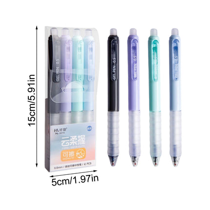 4 PCS Erasable Pens - 0.5mm Press Rub Out Gel Pens with Eraser Clear, Heat Friction Markers, Make Mistakes Disappear, for Drawing Writing Planner and Note Marking(A,Black) Crystal Blue.