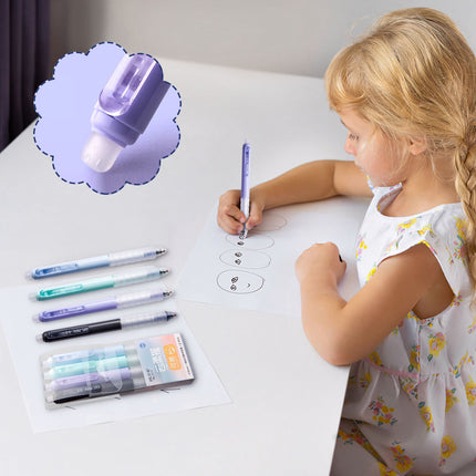 4 PCS Erasable Pens - 0.5mm Press Rub Out Gel Pens with Eraser Clear, Heat Friction Markers, Make Mistakes Disappear, for Drawing Writing Planner and Note Marking(A,Black) Crystal Blue.
