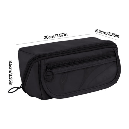 Multi-layer Cloth Pencil Case, Large Capacity Pen Pouch, Pen Stationery Organizer, Portable Art Supply Marker Storage Pencil Box for Office, Home, Travel(Purple) Black.
