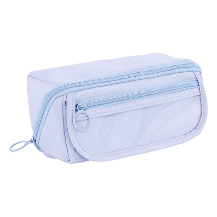 Multi-layer Cloth Pencil Case, Large Capacity Pen Pouch, Pen Stationery Organizer, Portable Art Supply Marker Storage Pencil Box for Office, Home, Travel(Purple) Blue.