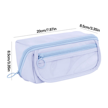 Multi-layer Cloth Pencil Case, Large Capacity Pen Pouch, Pen Stationery Organizer, Portable Art Supply Marker Storage Pencil Box for Office, Home, Travel(Purple) Blue.