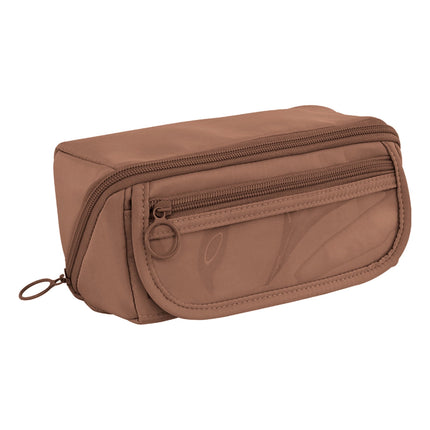 Multi-layer Cloth Pencil Case, Large Capacity Pen Pouch, Pen Stationery Organizer, Portable Art Supply Marker Storage Pencil Box for Office, Home, Travel(Purple) Brown.