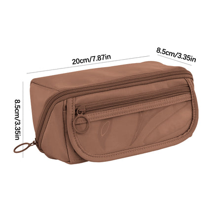 Multi-layer Cloth Pencil Case, Large Capacity Pen Pouch, Pen Stationery Organizer, Portable Art Supply Marker Storage Pencil Box for Office, Home, Travel(Purple) Brown.