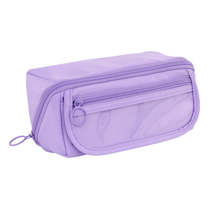 Multi-layer Cloth Pencil Case, Large Capacity Pen Pouch, Pen Stationery Organizer, Portable Art Supply Marker Storage Pencil Box for Office, Home, Travel(Purple) Purple.