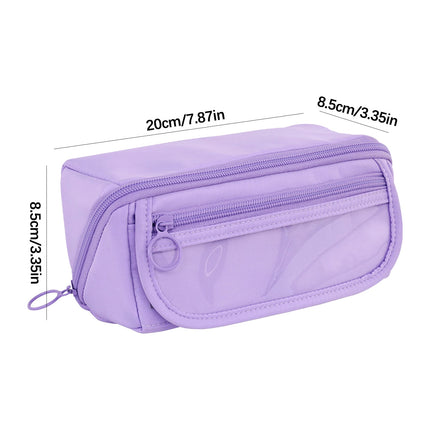 Multi-layer Cloth Pencil Case, Large Capacity Pen Pouch, Pen Stationery Organizer, Portable Art Supply Marker Storage Pencil Box for Office, Home, Travel(Purple) Purple.
