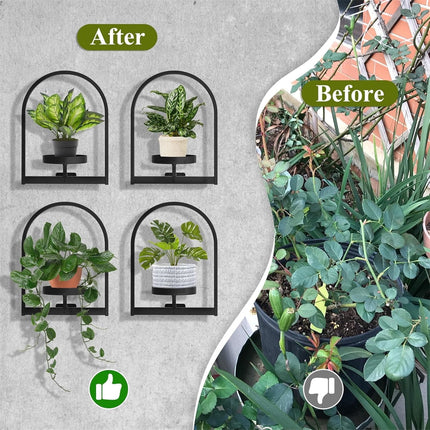 Metal Hanging Flower Holder,QZS Wall Plant Holders,Premium Picture Frame Flower Stand,Portable Indoor Plant Shelves for Bathroom,Living Room,2pcs.