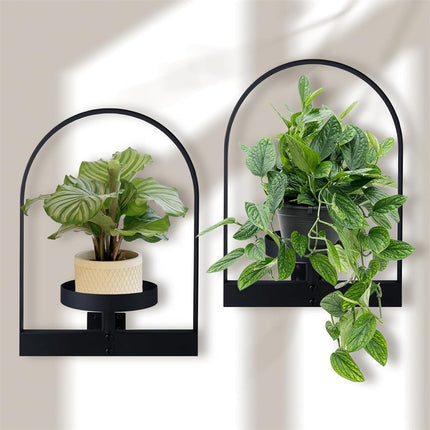 Metal Hanging Flower Holder,QZS Wall Plant Holders,Premium Picture Frame Flower Stand,Portable Indoor Plant Shelves for Bathroom,Living Room,2pcs.