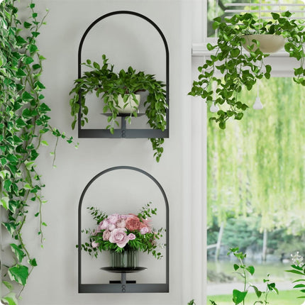 Metal Hanging Flower Holder,QZS Wall Plant Holders,Premium Picture Frame Flower Stand,Portable Indoor Plant Shelves for Bathroom,Living Room,2pcs.