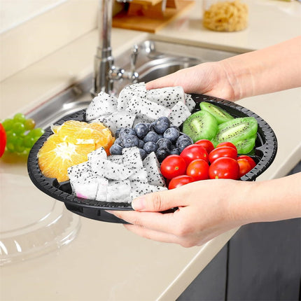 QZS Plastic Veggie Tray,Disposable Fruit Tray with 6 Compartment,10Pack Catering Vegetable Container for Food Salad,Sandwich,10.4x10.4x2In.