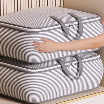 Heavy Duty Storage with Reinforced Handles, Extra Large Storage Bags, Clothes Tote Bag, Thickened Double Zipper, Space Saving Travel, Collapsible and Space-Saving, Full Opening Design (Medium Size) Gray.