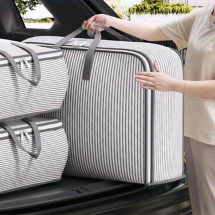 Heavy Duty Storage with Reinforced Handles, Extra Large Storage Bags, Clothes Tote Bag, Thickened Double Zipper, Space Saving Travel, Collapsible and Space-Saving, Full Opening Design (Medium Size) Gray.